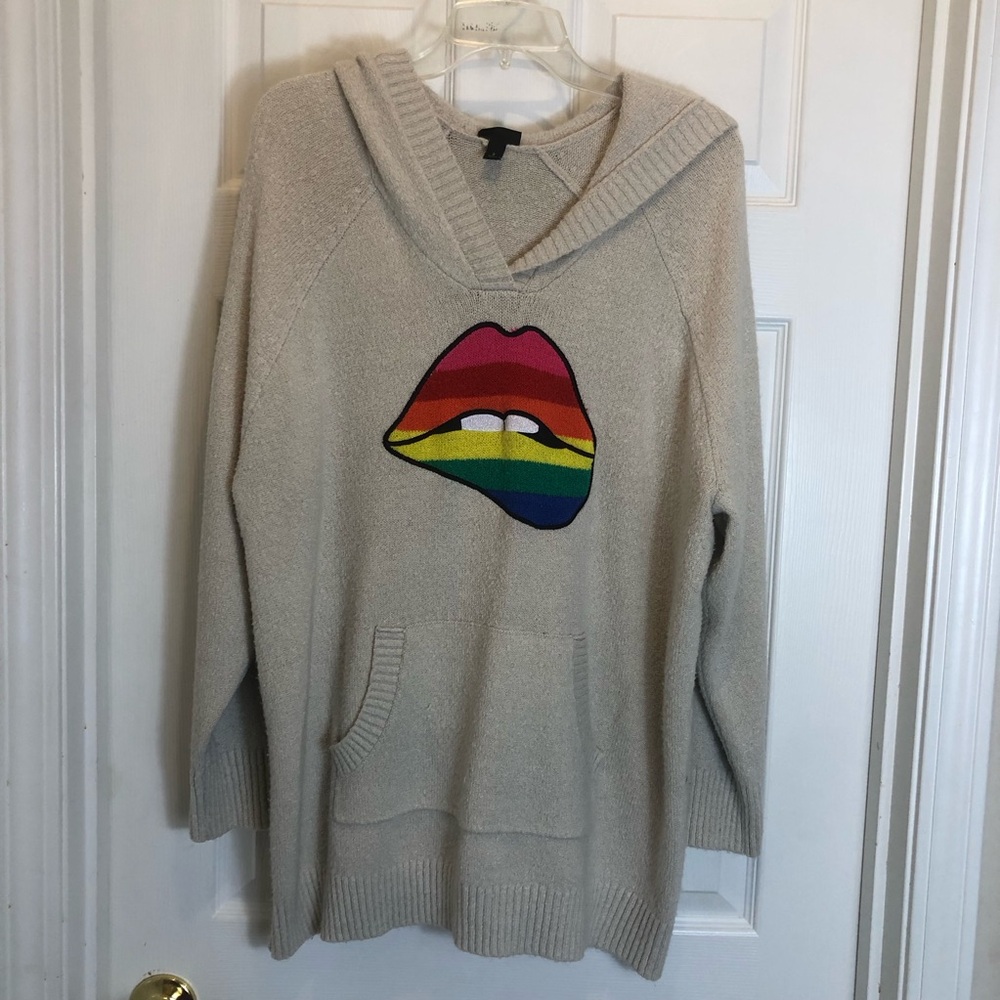 Torrid Raglan Hoodie Rainbow Lip Sweater Size Torrid 2  2X